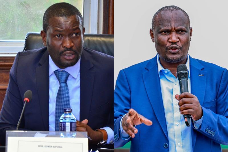 Collage photo of Edwin Sifuna and CS John Mbadi.